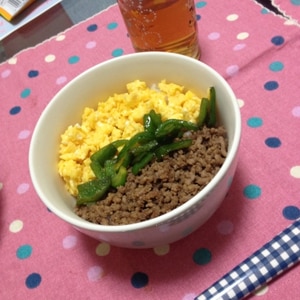 がっつり手軽に三色丼